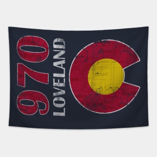 970 Loveland Colorado Map Retro Fade Tapestry