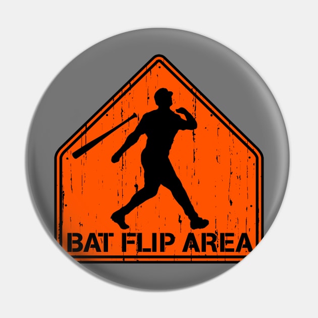 Funny Baseball Hitting Home Run Dinger Bat Flip Area Pin by TeeCreations