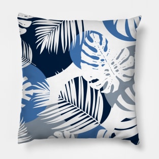 White leaves with blue and gray dots Pillow