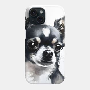 Black and White Chihuahua Watercolor Portrait Phone Case