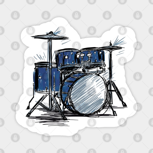 Drum kit stketch Magnet by Xagta