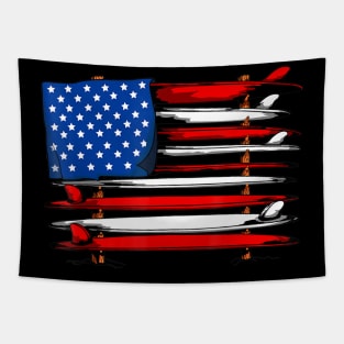 Surfboard usa american flag surfing surf surfer du Tapestry