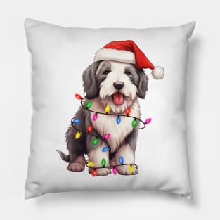 Christmas Old English Sheepdog Pillow