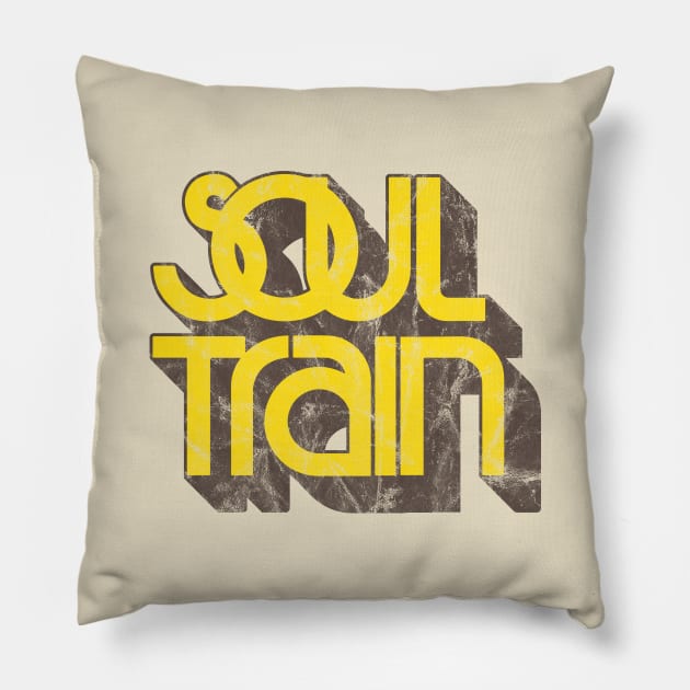 Soul Train Yellow/Brown Design Pillow by KevShults