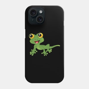 Gecko Cartoon - Cool Friendly Smiling Green Lizard Phone Case