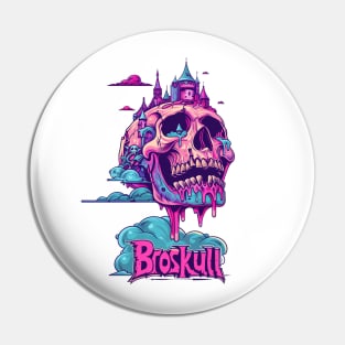 Broskull Floating Skull with Castle on it Pin