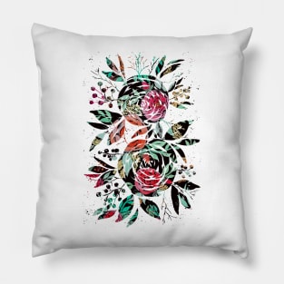 Reddish Watercolor Roses Pillow