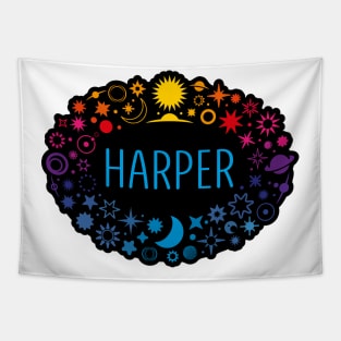 Harper name surrounded by space Tapestry