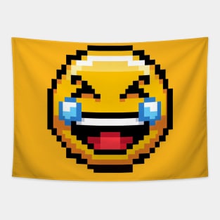 Crying Laughing Emoji Pixel Tapestry