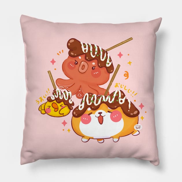 Yummy Cute Takoyaki Pillow by Nas.ArtSpace