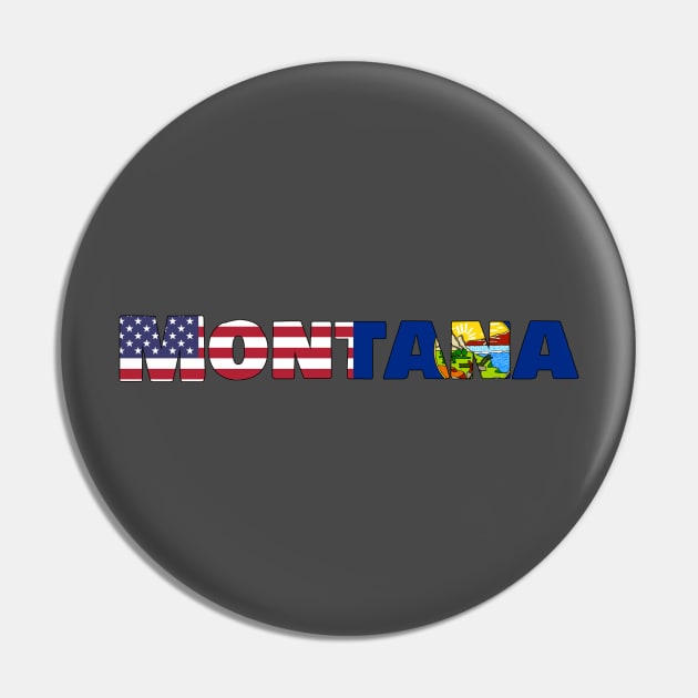 Montana State Flag/American Flag Logo Pin by ElevenGraphics