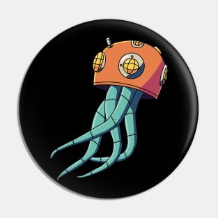 Jellyfish wears diving helmet Pin