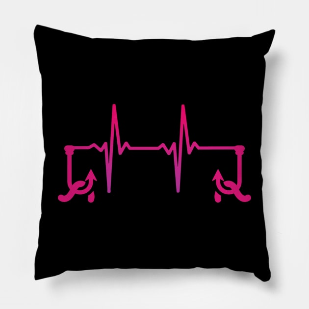 fishing hook heartbeat Pink Pillow by Dolta