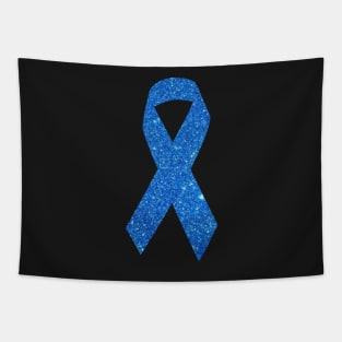 Blue Faux Glitter Awareness Ribbon Tapestry