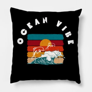 Dolphin retro cute ocean vibe Pillow