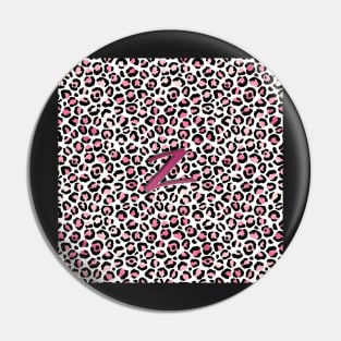 Letter Z Monogram & Pink Leopard Print Pin