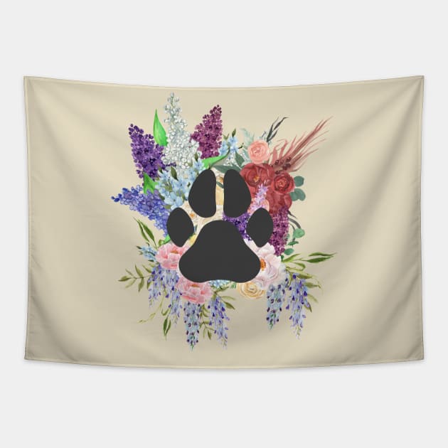 Dog Paws and Flowers Tapestry by Rainy Afternoon