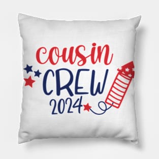 Cousin Crew 2024 Firecracker Red White Blue 4th of July Pillow