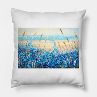 Flowers by the sea Pillow