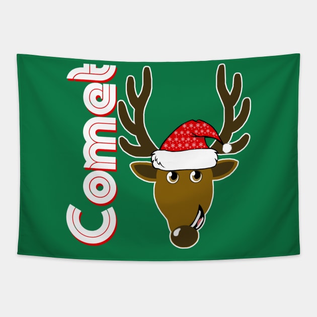 Comet, Family Christmas Santa Anime 8+ Reindeer Tshirts Tapestry by TonTomDesignz