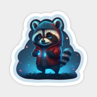 Magic Raccoon Wearing red sweater Magnet