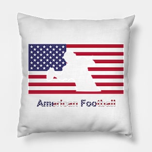 Flag with the silhouette of american football player Pillow