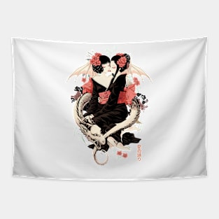 Two Geishas Kissing Graphic T-Shirt 23 Tapestry