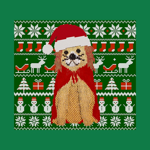 Knitted Dog Santa Claus Ugly Christmas Sweater Pattern Gift by peter2art