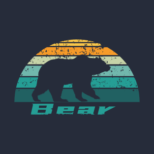 Walking bear silhouette retro T-Shirt