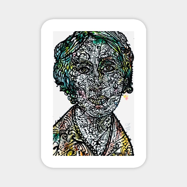 VIRGINIA WOOLF watercolor and ink portrait .2 Magnet by lautir