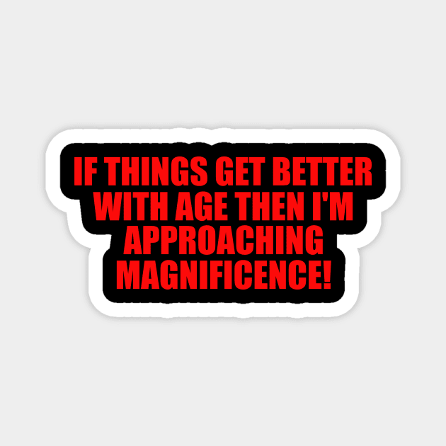 If Things Get Better With Age, Funny Ageing T-Shirt, Birthday Retirement Gift Tee for Men or Women, Nan or Grandad Magnet by ILOVEY2K