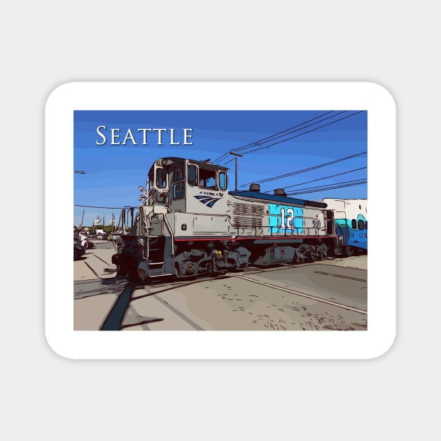 Seattle locomotive in the SoDo District Magnet by WelshDesigns