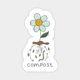 Flower in pile of ground, Composting process Magnet