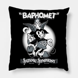 Baphomet - Vintage Cartoon Rubber Hose Devil - Satanic Symphony Pillow