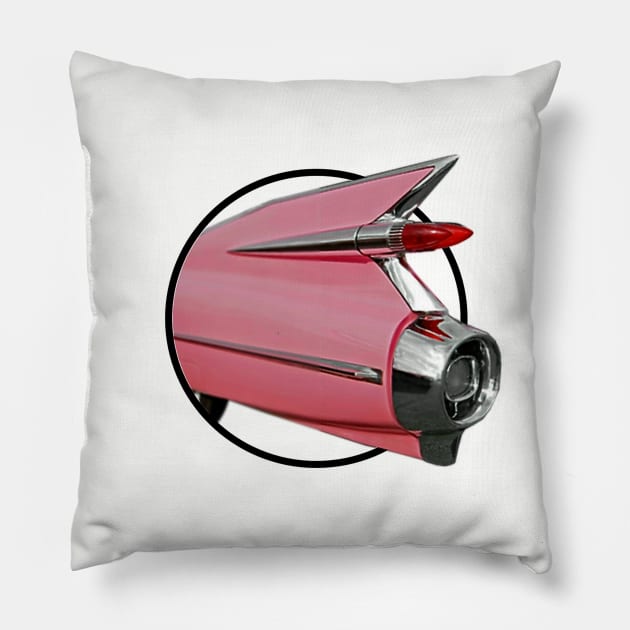 Pink 59 Cadillac Pillow by Manatee Max