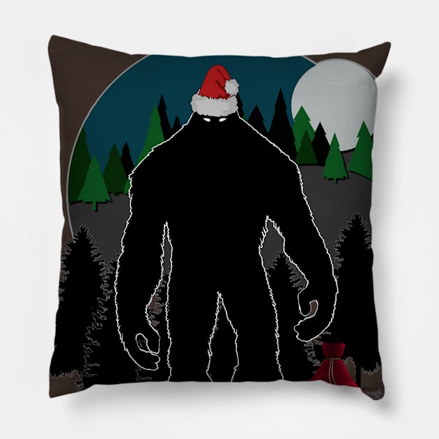 Santa Squatch Bigfoot Xmas Christmas Design Pillow by AltrusianGrace