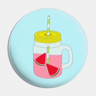 Jar with a straw with a fruit drink. Pin