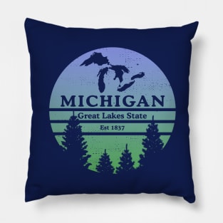 Michigan The Great Lakes State Lake Silhouette Trees Souvenir Pillow