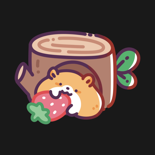 Hamster and Strawberry by Meil Can