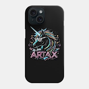 Neon unicorn artwork, futuristic mood, black style, wearing sunglasses, My little artax Phone Case