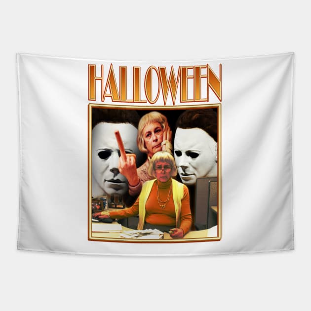 Jamie Lee Curtis Halloween Everything Everywhere Tapestry by Ladybird Etch Co.