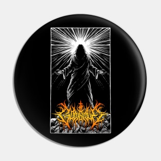 God is Love Redeemer  death metal design (orange) Pin