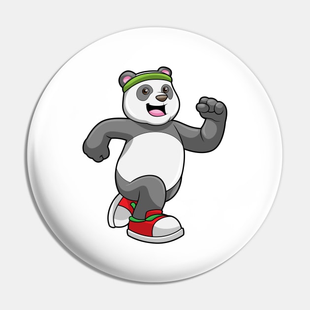 Panda at Running with Headband Pin by Markus Schnabel