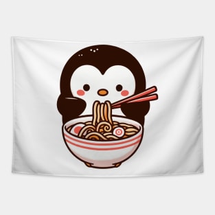 Cute penguin Enjoy Ramen Tapestry