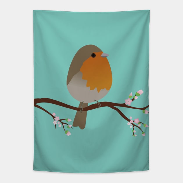 Cute egg shaped robin Tapestry by Bwiselizzy