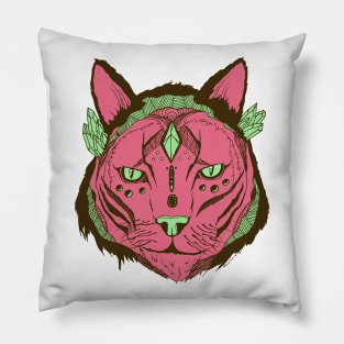 Pink Mint Mystical Tribal Cat Pillow