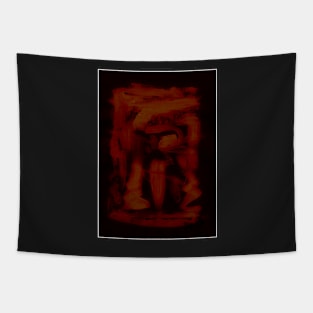 Dark Red Orange On Black Abstraction Tapestry