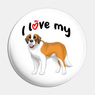 I Love My Saint Bernard Dog Pin