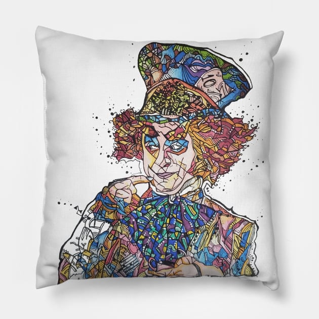 We're All Mad Here Pillow by KazArtDesigns