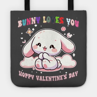 Adorable Rabbit in Shades of Pink, Blue, Red, and White: A Valentine's Day Delight Tote